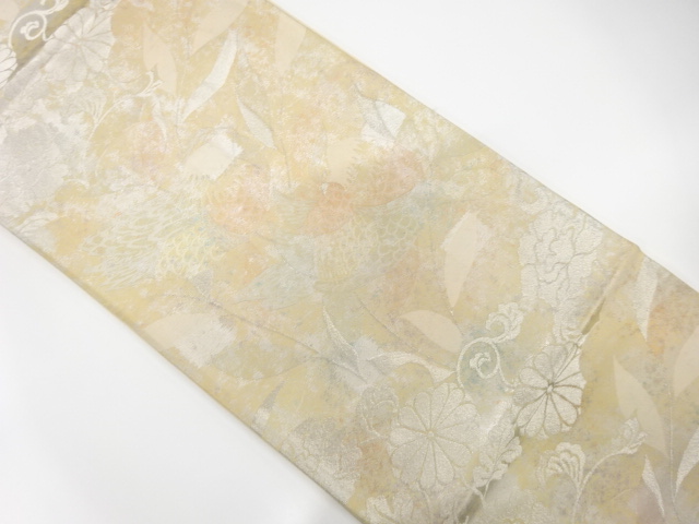 JAPANESE FUKURO OBI / SILK / WOVEN FLORAL PLANTS